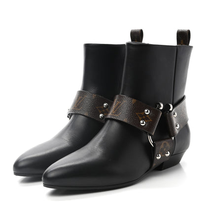 Louis Vuitton Calfskin Monogram Rhapsody Ankle Boots 37.5 Black 2 of 8
