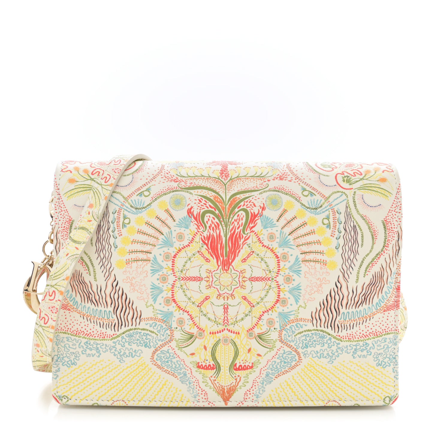 Calfskin Printed Dior In Lights Lady Dior 2-In-1 Pouch Latte Multicolor