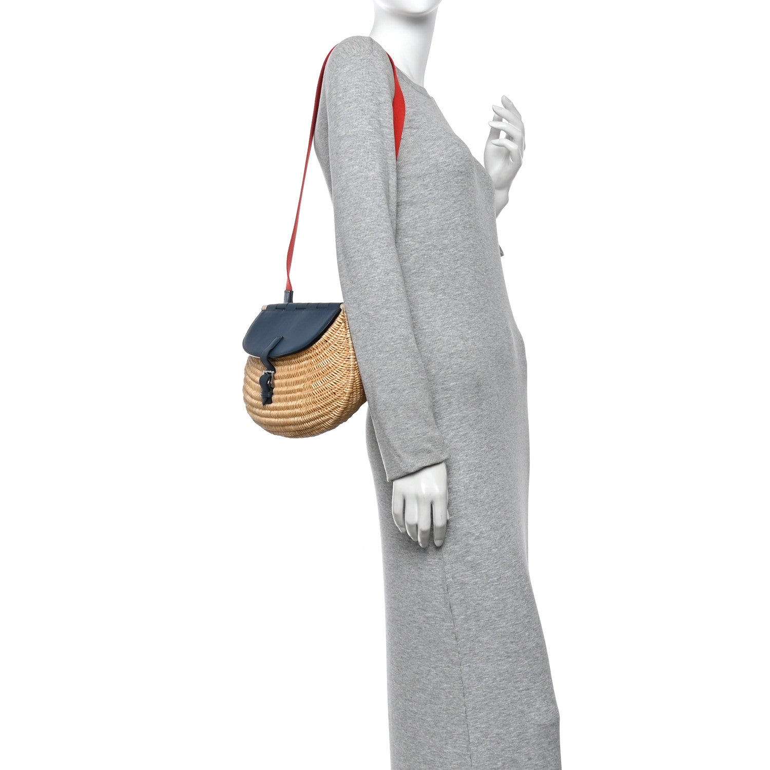 Hermes Swift Wicker Picnic Fishing Bag Bleu de Prusse 1873641