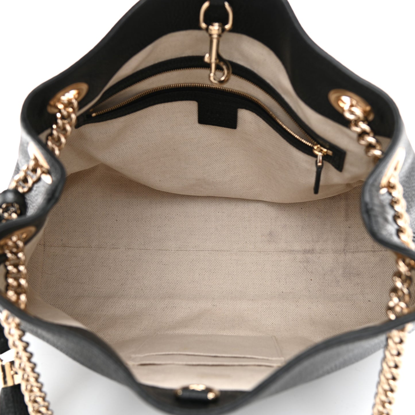 Pebbled Calfskin Medium Soho Chain Shoulder Bag Black