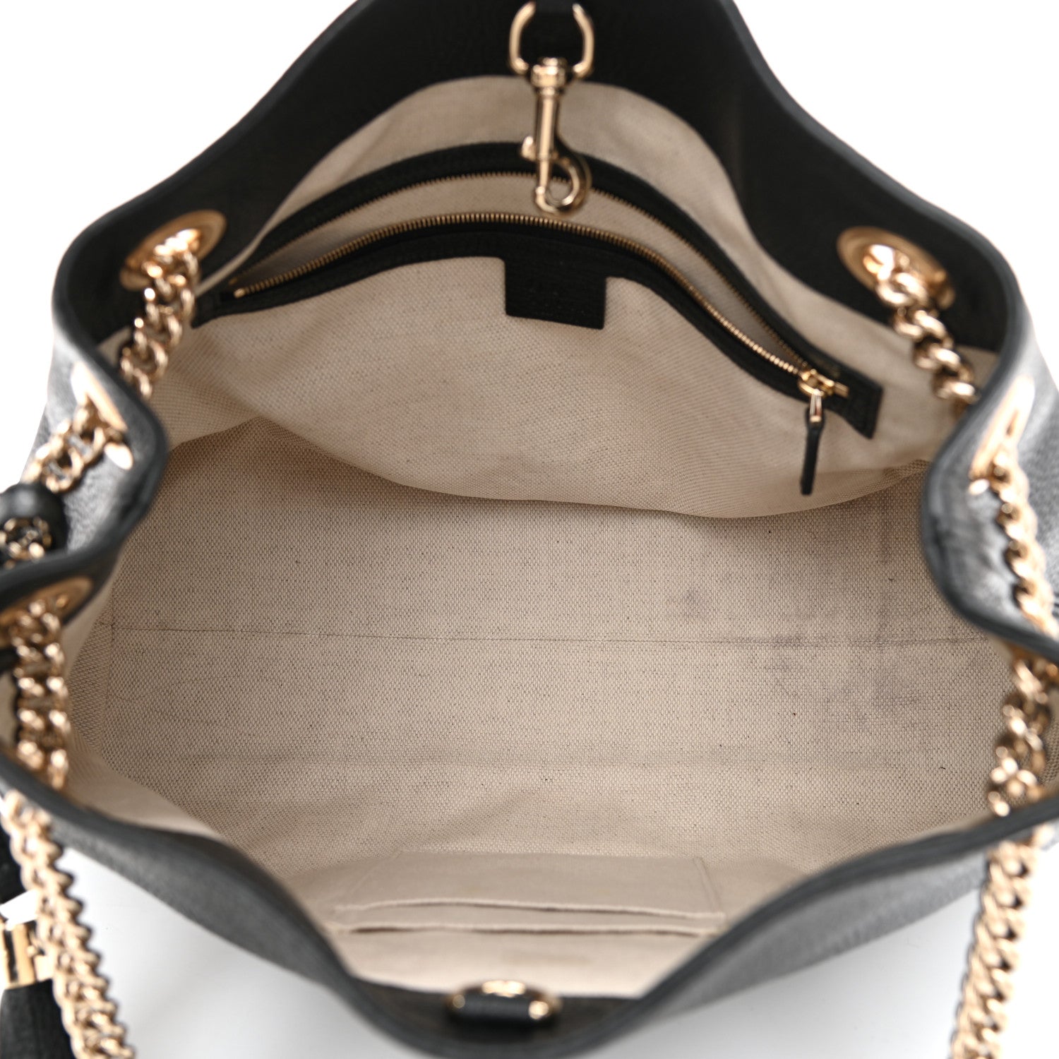 Gucci Pebbled Calfskin Medium Soho Chain Shoulder Bag Black 5 of 10