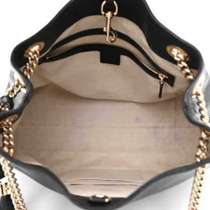 Gucci Pebbled Calfskin Medium Soho Chain Shoulder Bag Black 5 of 10