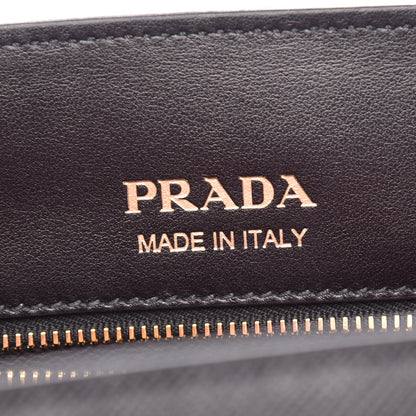 Prada Saffiano City Calfskin Small Bibliothèque Top Handle Black Begonia 8 of 10