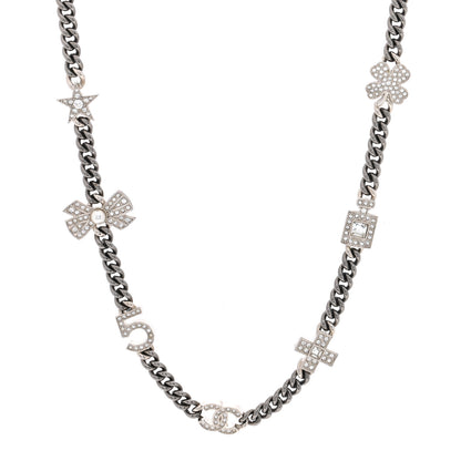 Chanel Ruthenium Crystal Chain CC Lucky Charms Choker Silver 1 of 4