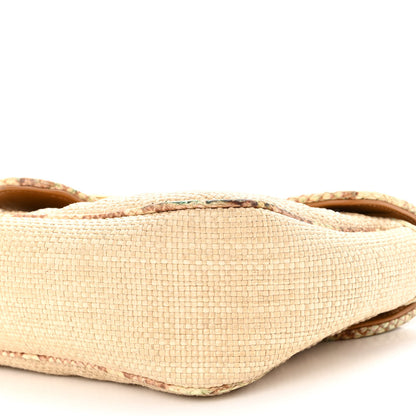 Gucci Raffia Elaphe Matelasse Small GG Marmont Shoulder Bag Natural Cream Brown 10 of 11