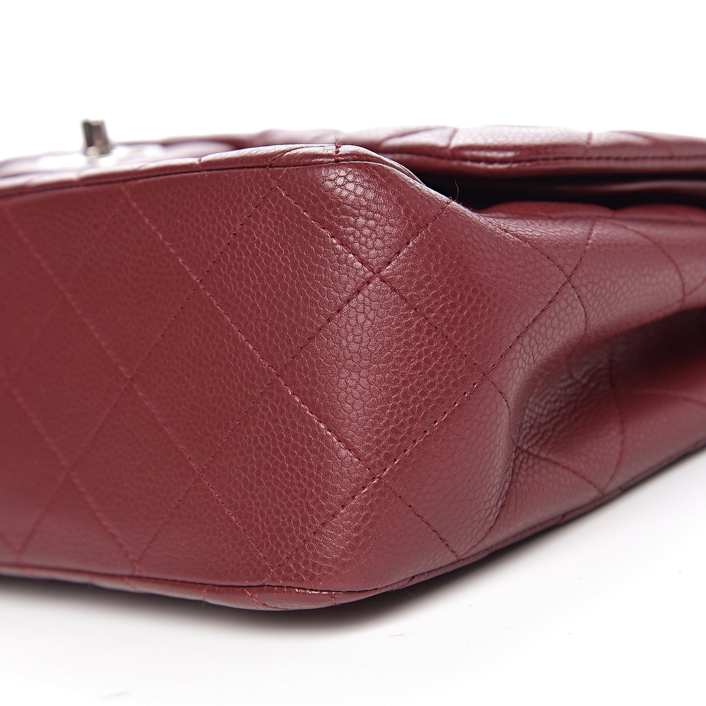 Caviar Quilted Jumbo Double Flap Dark Red