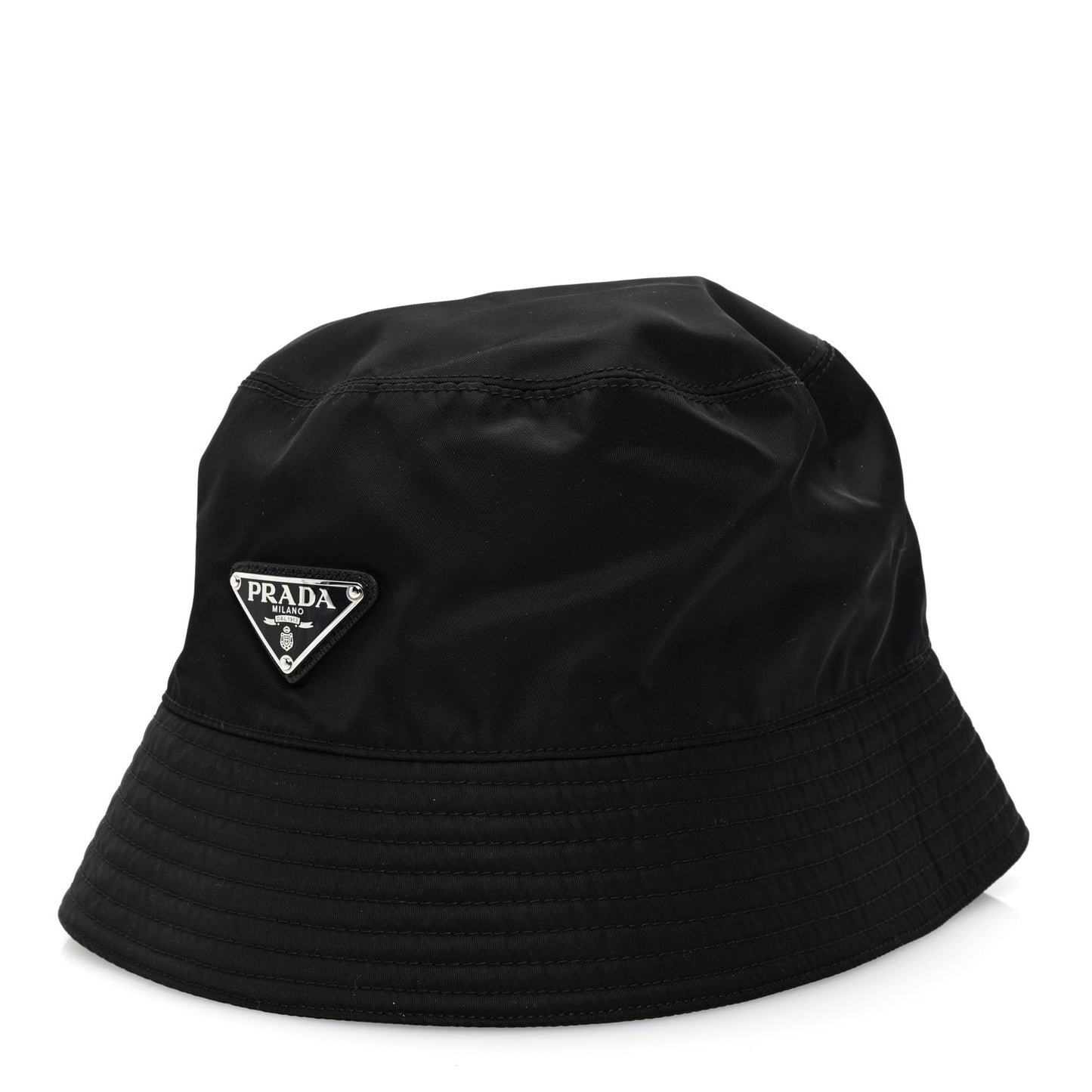 Re-Nylon Metal Triangle Logo Mens Bucket Hat L Black