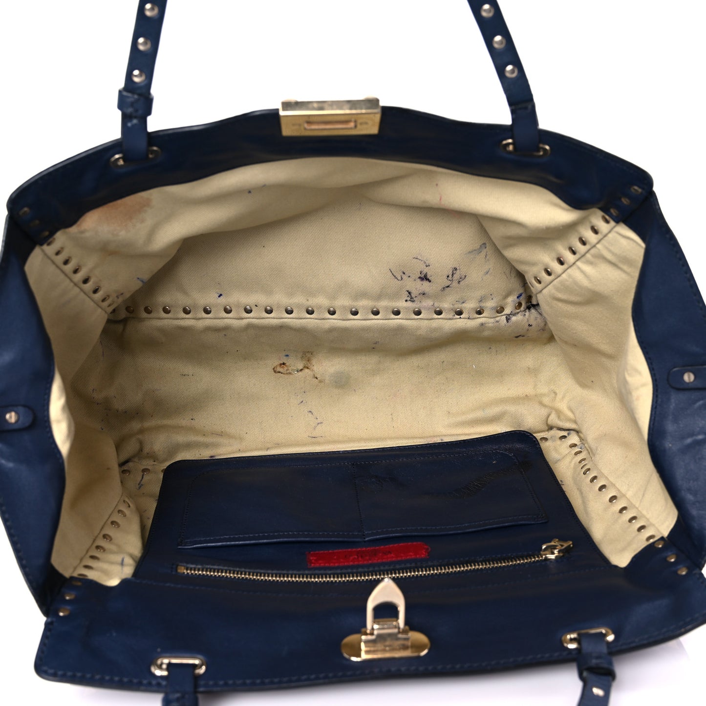 Vitello Medium Rockstud Tote Marine