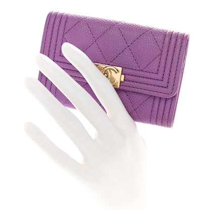 Chanel Caviar Quilted Boy Flap Card Holder Purple 2 of 9