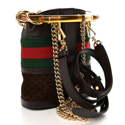 Gucci Suede Calfskin Web G Logo Bucket Bag Dark Brown 3 of 11