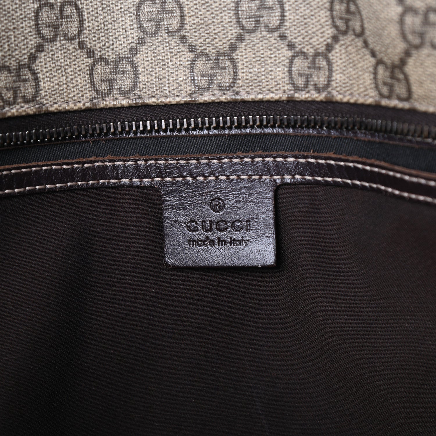 Gucci GG Supreme Monogram Large Zippered Shopping Tote Brown 6 of 9