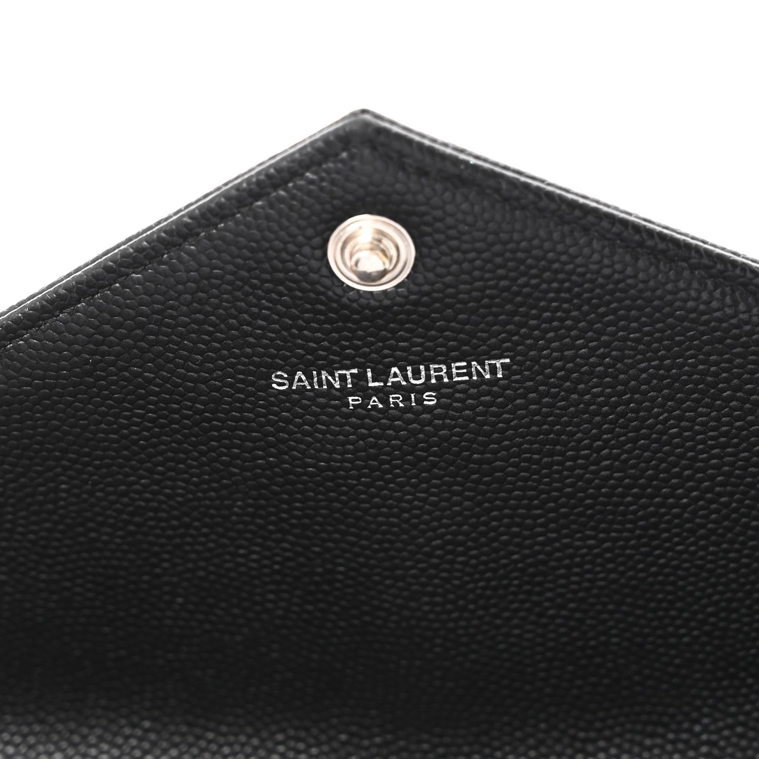 Saint Laurent Grain De Poudre Matelasse Chevron Monogram Envelope Chain Wallet Black 6 of 10