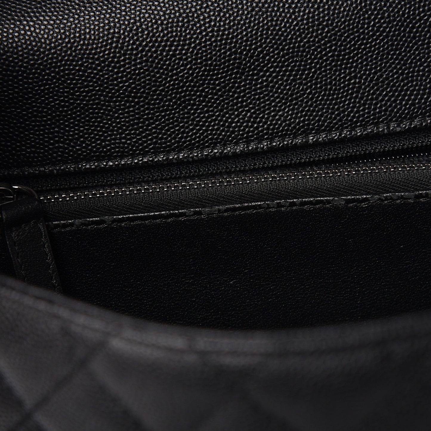 Caviar Lizard Quilted Large Coco Handle Flap Black