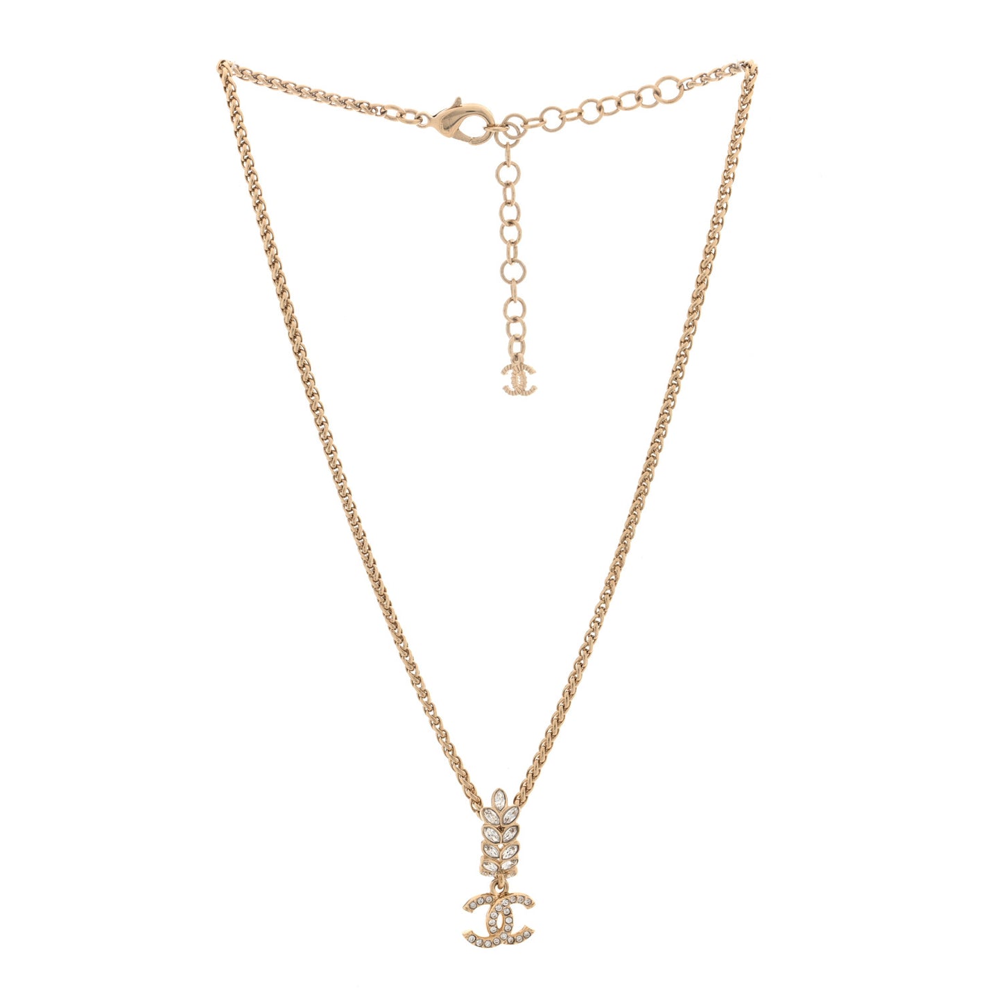 Crystal CC Pendant Necklace Gold