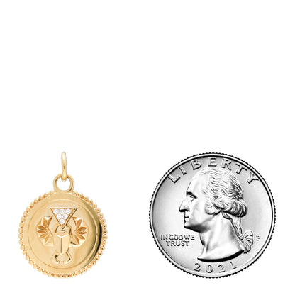 Foundrae 18K Yellow Gold Diamond Baby Protection Medallion Pendant 2 of 3