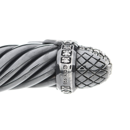 David Yurman Blackened Sterling Silver Diamond Empire Cable Bracelet 3 of 6