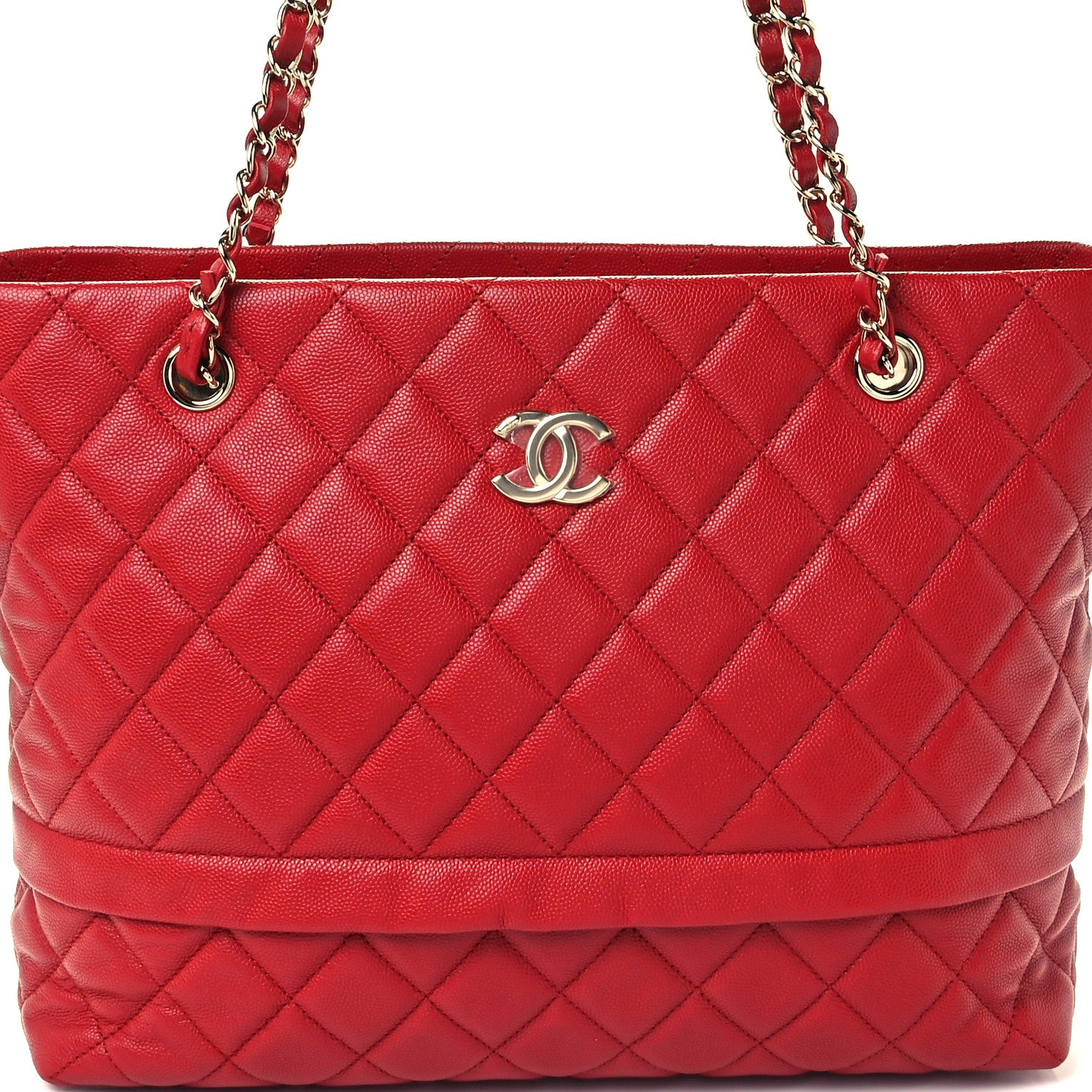 Chanel Caviar Quilted Rolled Up Tote Red 7 of 10