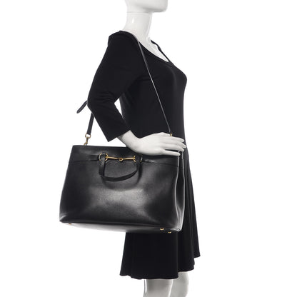 Gucci Textured Calfskin Large Bright Bit Tote Black 2 of 11