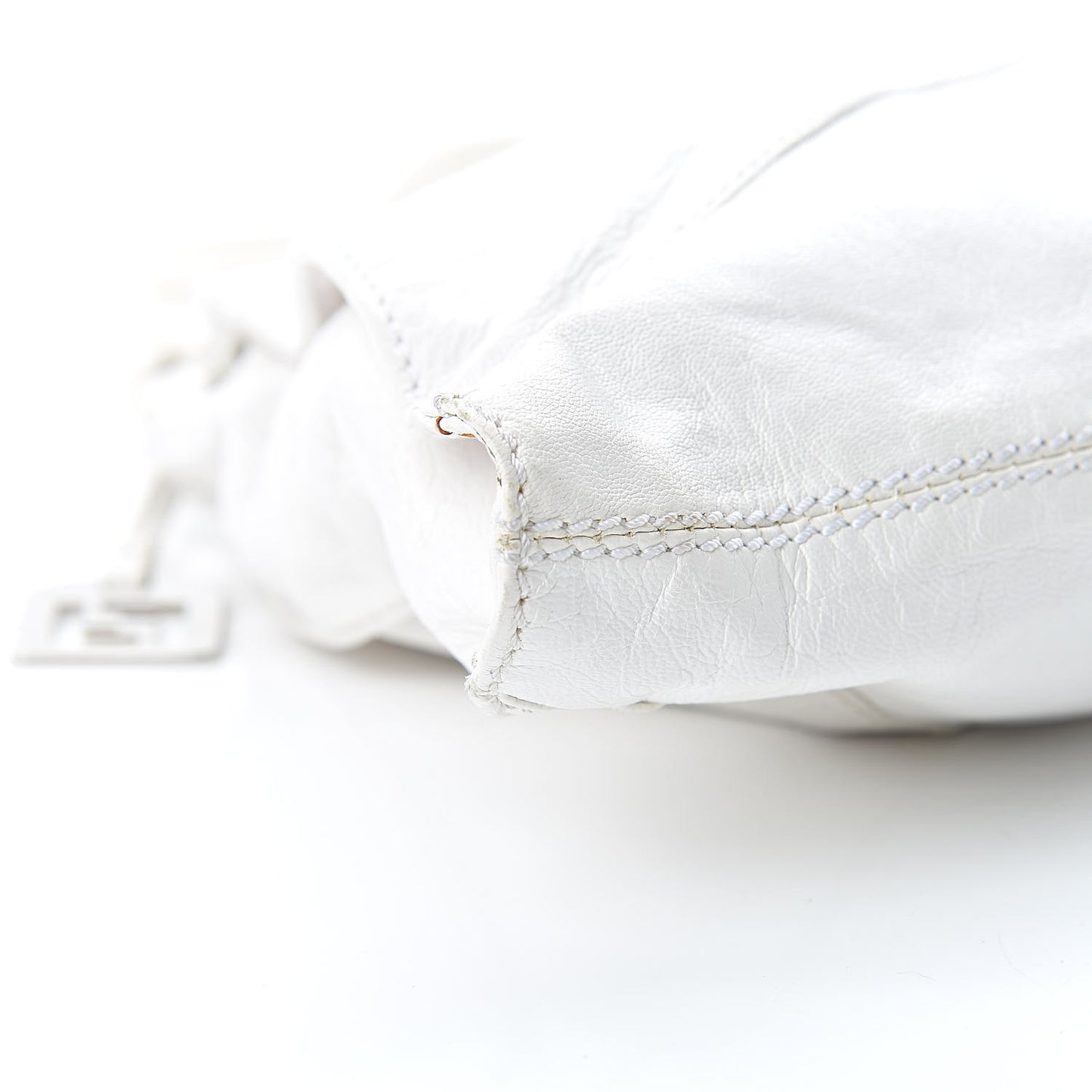 Laminated Calfskin Small Devil Trapezio Tote White