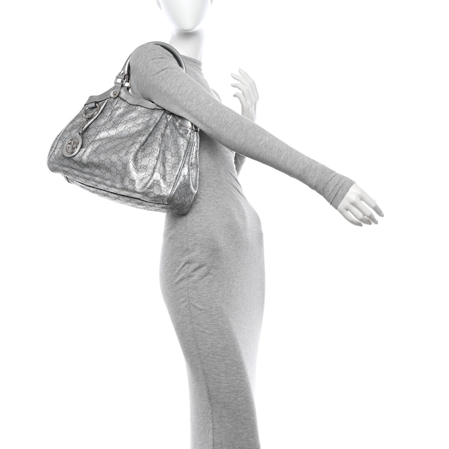 Gucci Guccissima Medium Sukey Tote Silver 2 of 12