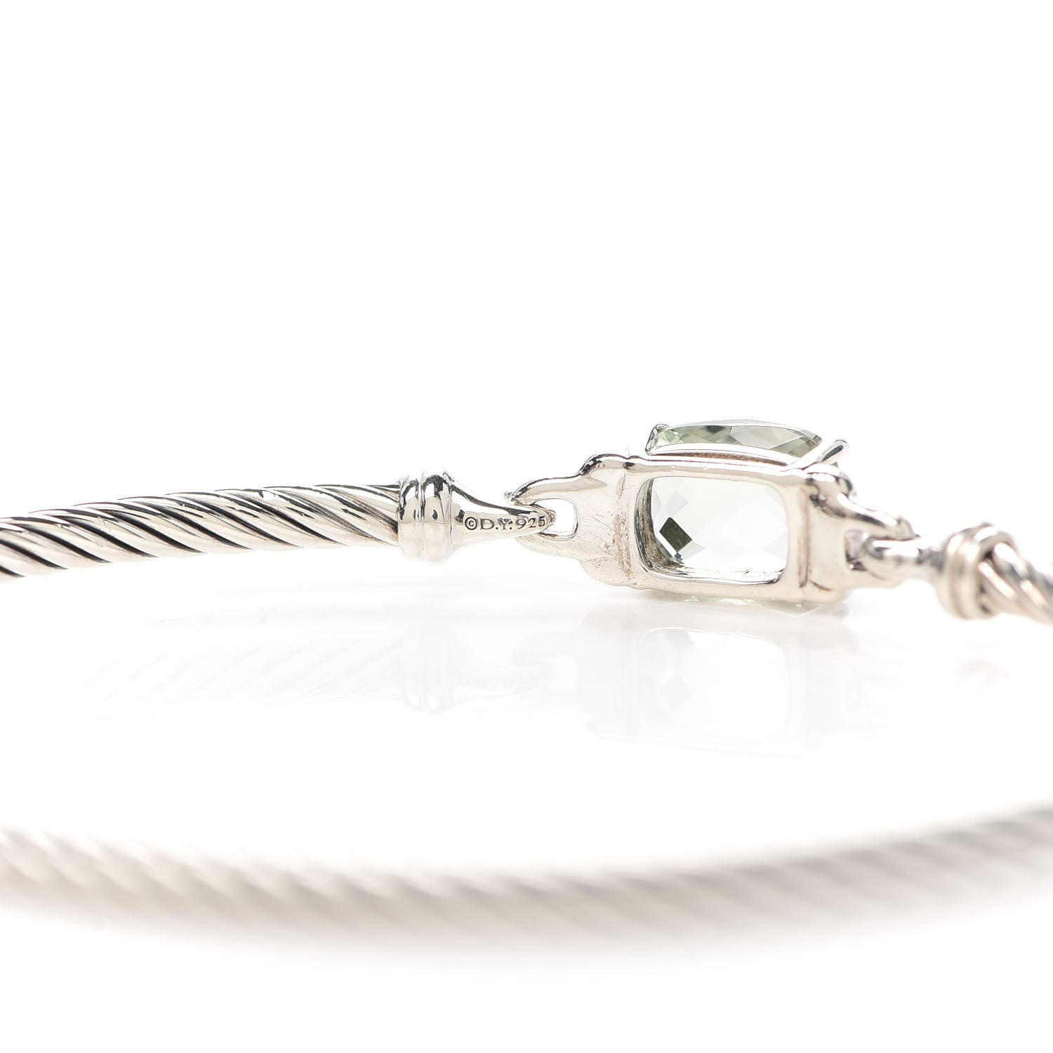 David Yurman Sterling Silver Diamond Prasiolite 3mm Petite Wheaton Bracelet 5 of 5