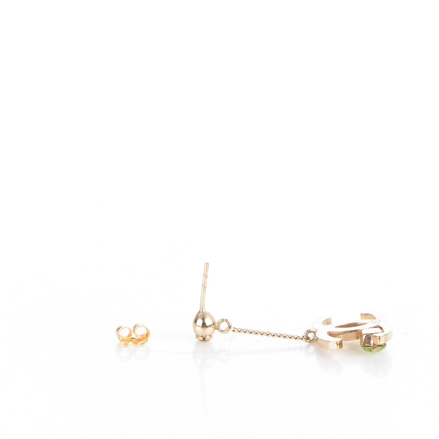 Crystal CC Drop Earrings Light Gold