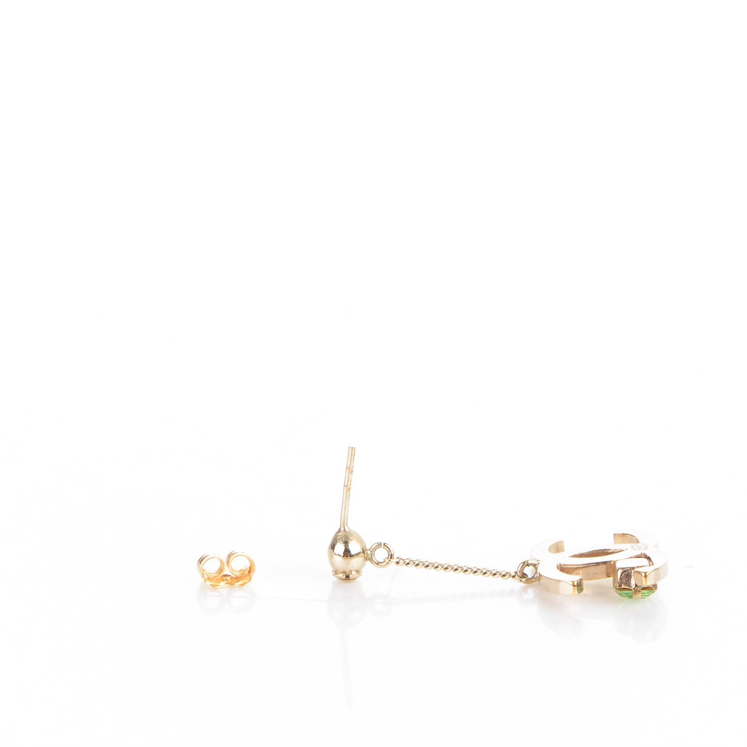 Chanel Crystal CC Drop Earrings Light Gold 3 of 5