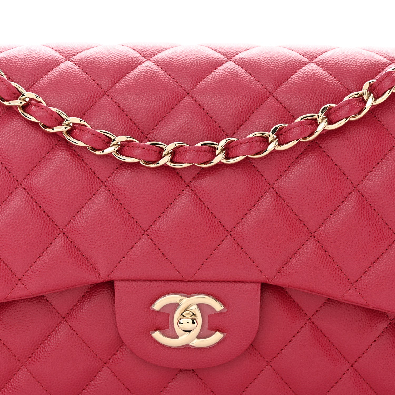 Chanel Caviar Quilted Jumbo Double Flap Dark Pink 6 of 13