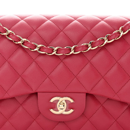 Chanel Caviar Quilted Jumbo Double Flap Dark Pink 6 of 13
