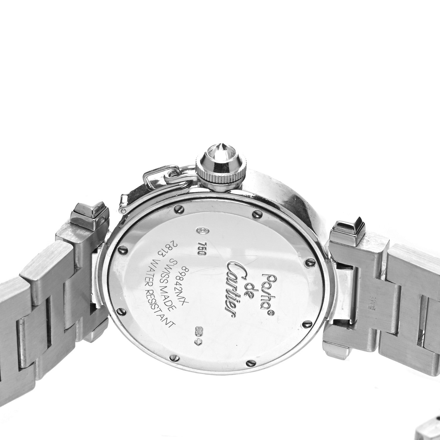 Cartier 18K White Gold Diamond Bezel 32mm Pasha C Quartz Watch 4 of 4