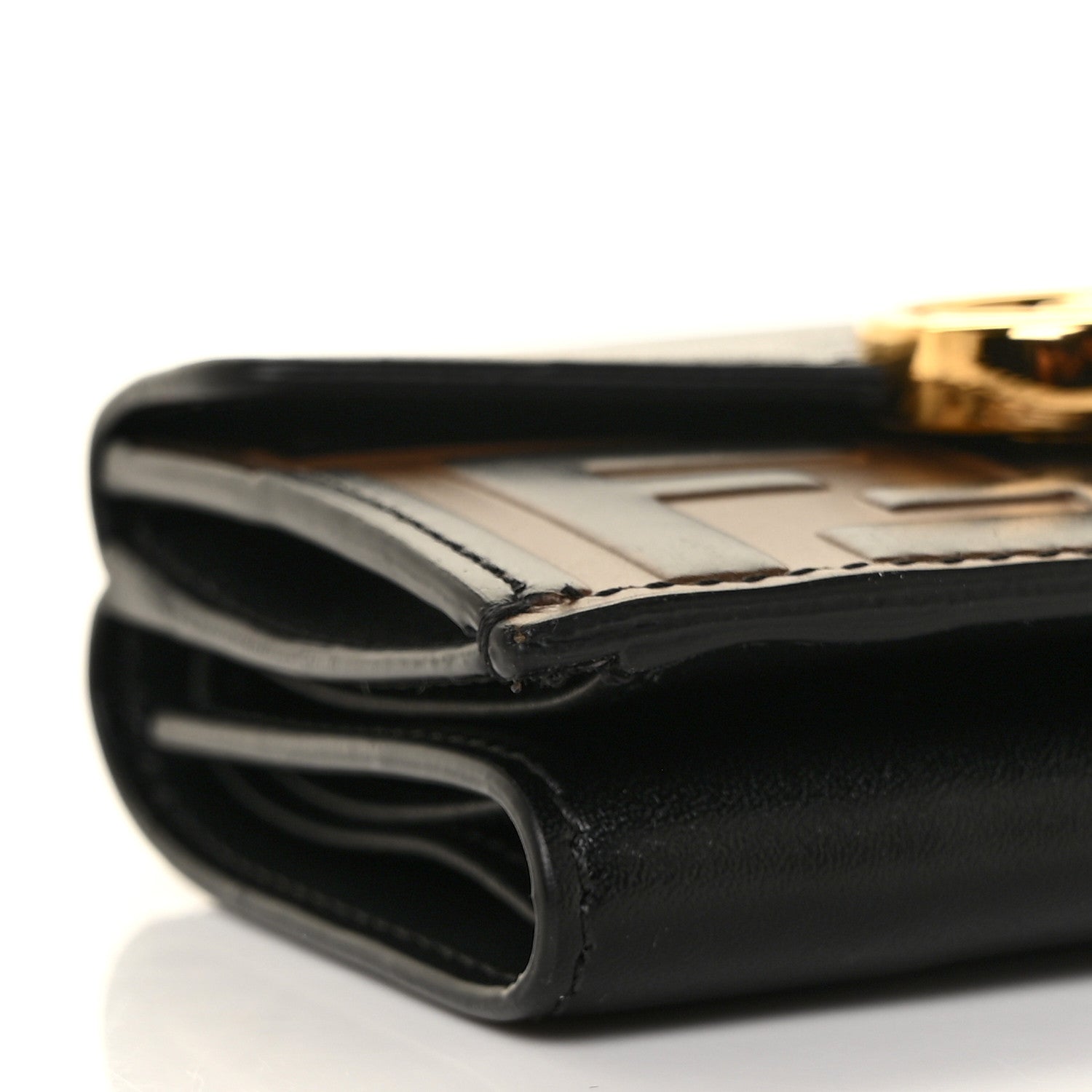 Fendi Vitello Liberty F is Fendi Bi-Color FF 1974 Embossed Micro Tri-Fold Envelope Wallet Maya Black 7 of 8