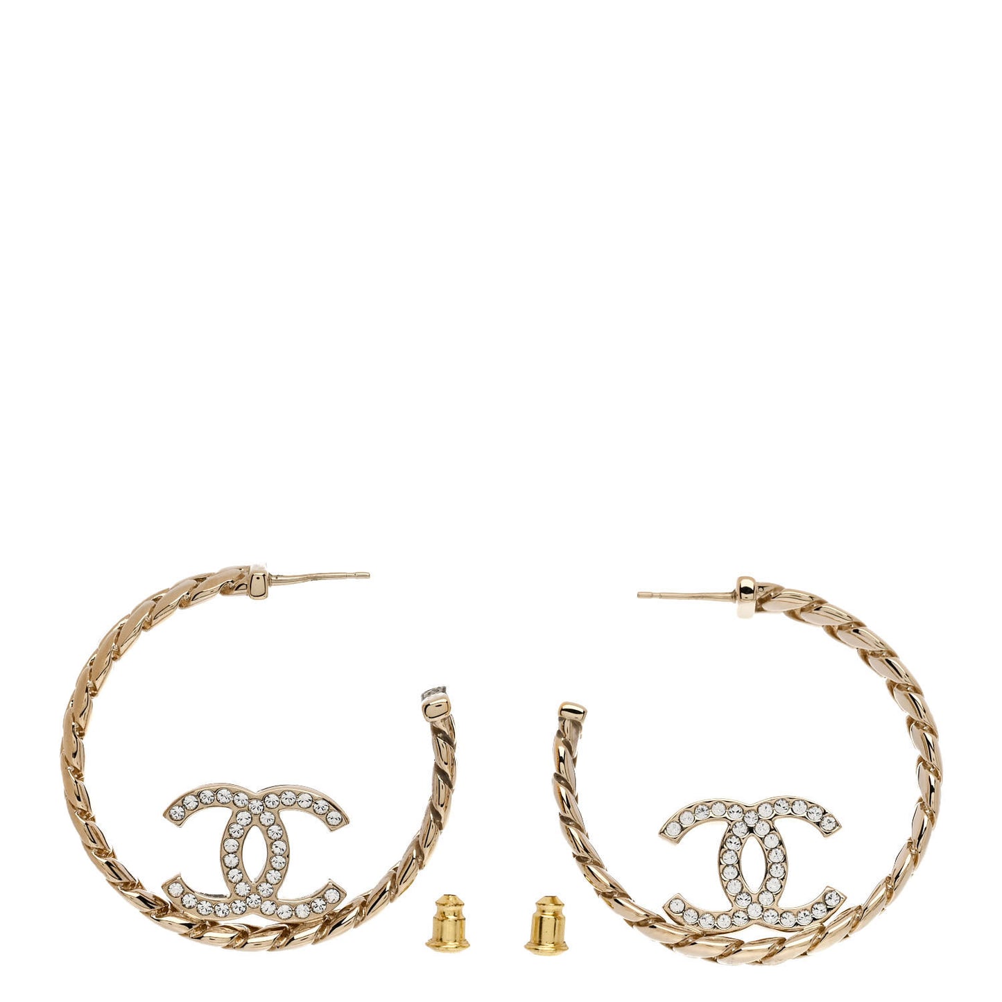 Crystal CC Hoop Earrings Gold