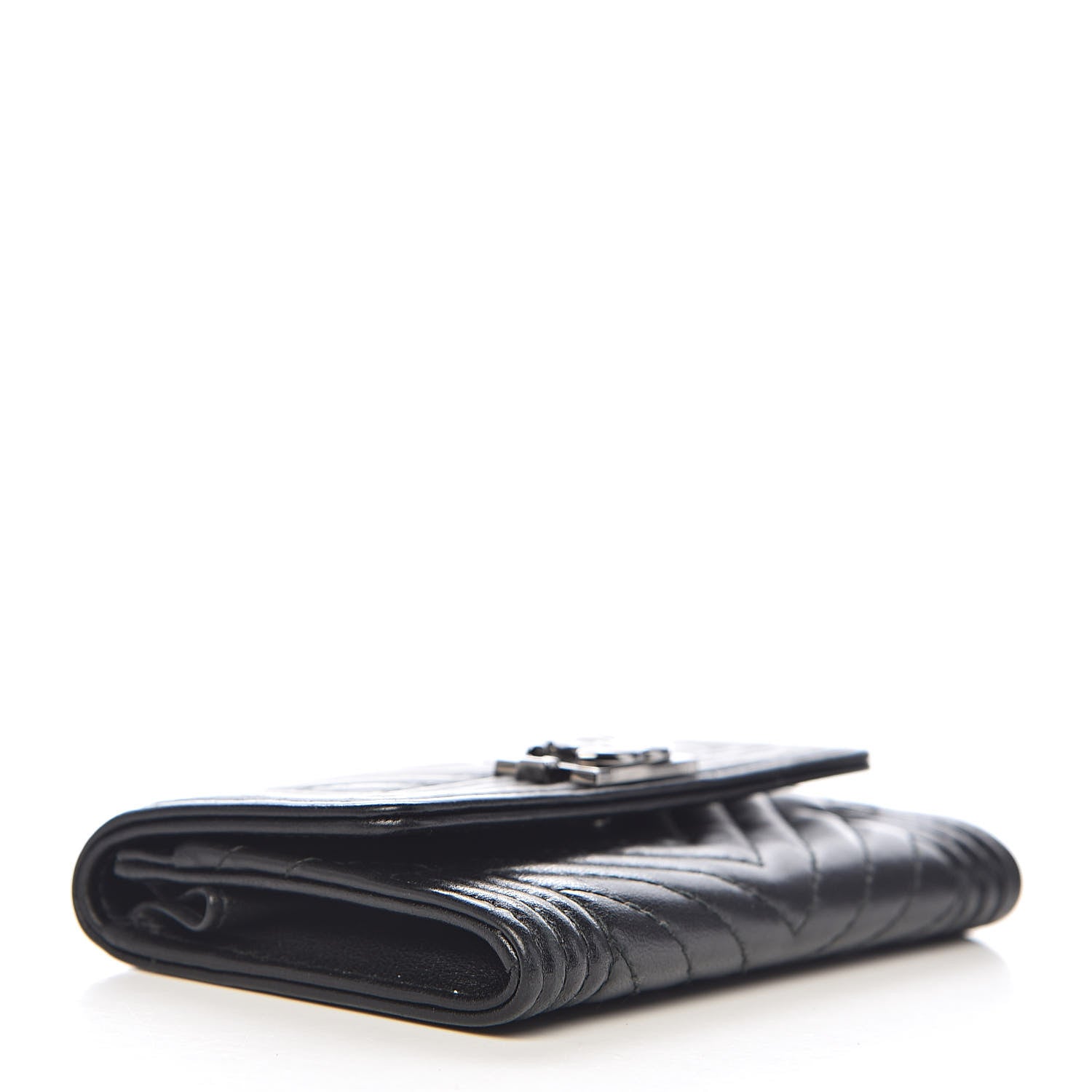 Chanel Lambskin Chevron Quilted Boy Card Holder Wallet Black 4 of 11