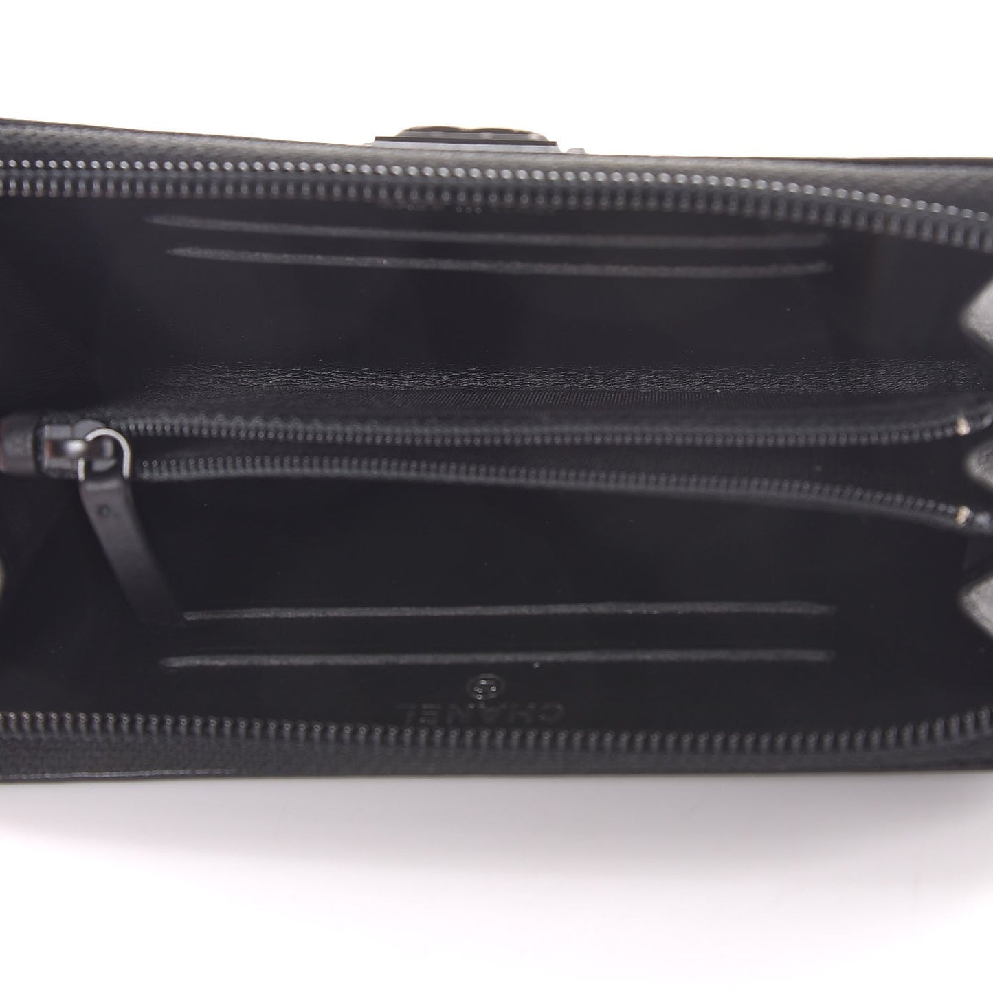 Calfskin Painted Chevron Embossed Small Boy Zip Wallet Black