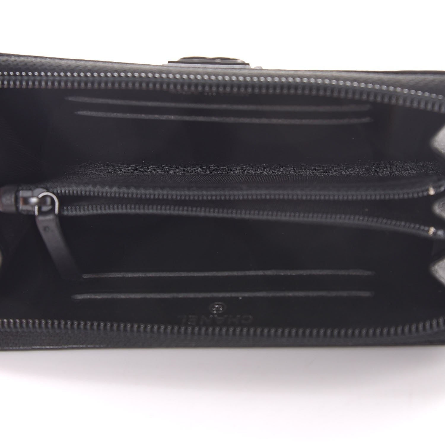 Chanel Calfskin Painted Chevron Embossed Small Boy Zip Wallet Black 5 of 9