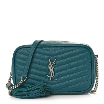 Saint Laurent Grain De Poudre Matelasse Monogram Mini Lou Camera Bag Petrol Green 1 of 11