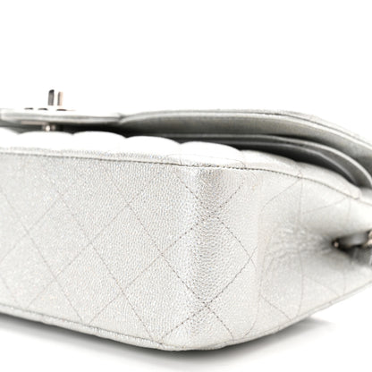 Chanel Glittered Metallic Caviar Quilted Medium Double Flap Silver 10 of 11