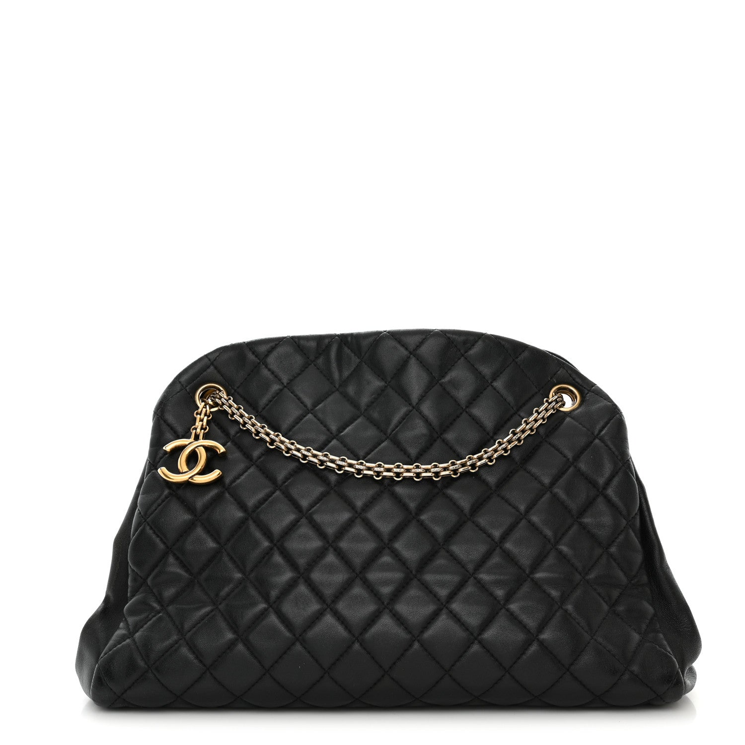 Chanel Lambskin Quilted Large Just Mademoiselle Bowling Bag Black 1 of 12