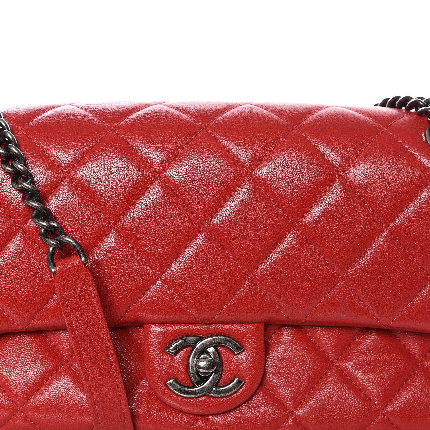 Chanel Shiny Lambskin Quilted Medium Burgundy Rocks Flap Red 9 of 9