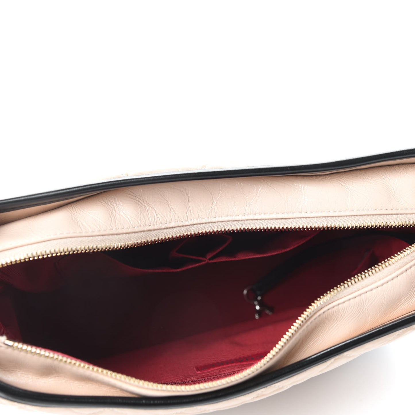 Aged Calfskin Quilted Medium Gabrielle Hobo Beige Black