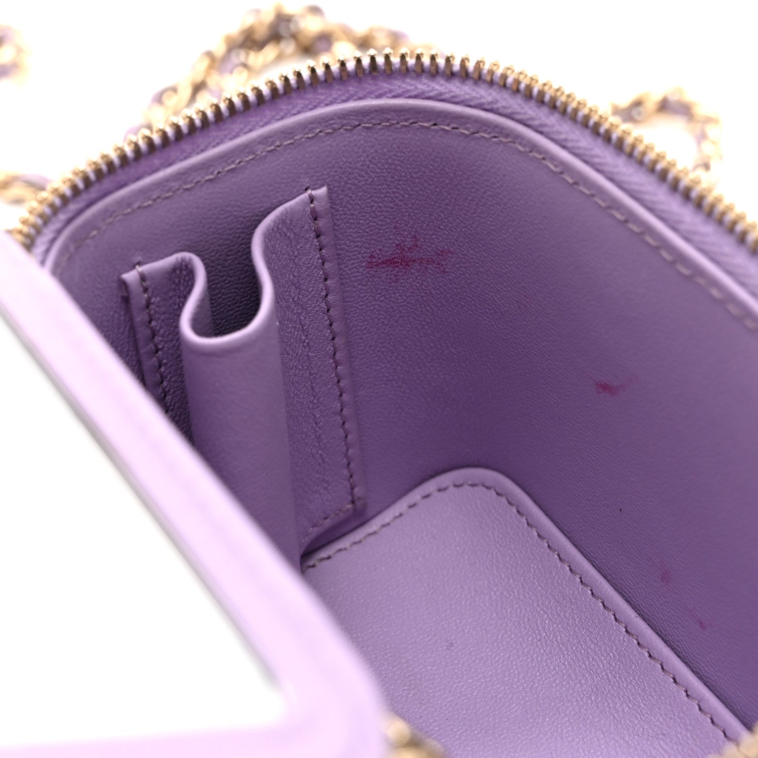 Chanel Lambskin Quilted Top Handle Mini Vanity Case With Chain