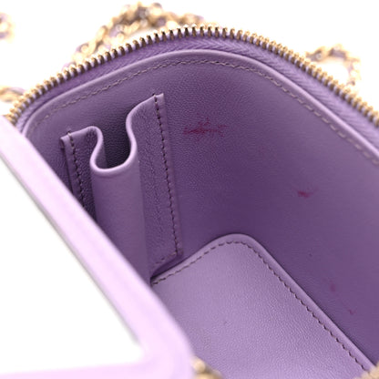 Chanel Lambskin Quilted Top Handle Mini Vanity Case With Chain Light Purple 11 of 11