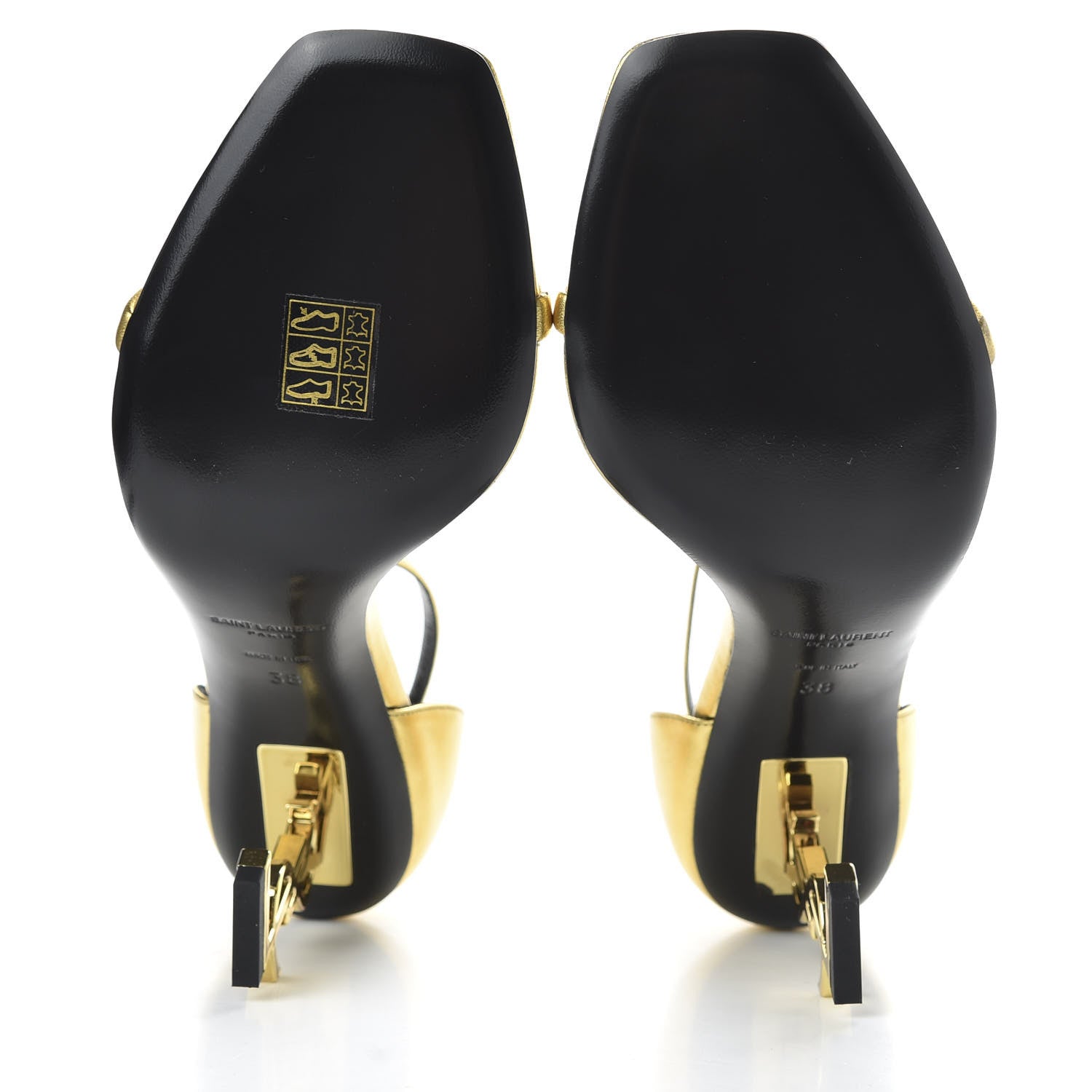 Saint Laurent Calfskin Opyum Sandals 38 Oro 6 of 9