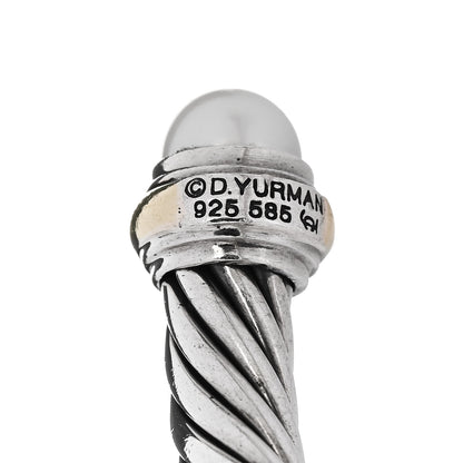 David Yurman Sterling Silver 14K Yellow Gold Cultured Pearl 7mm Cable Classics Bracelet 3 of 3