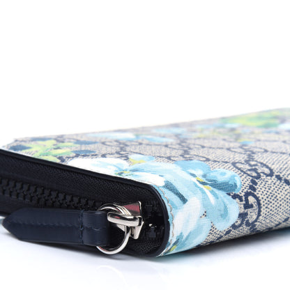 Gucci GG Supreme Monogram Blooms Zip Around Wallet Blue 8 of 10
