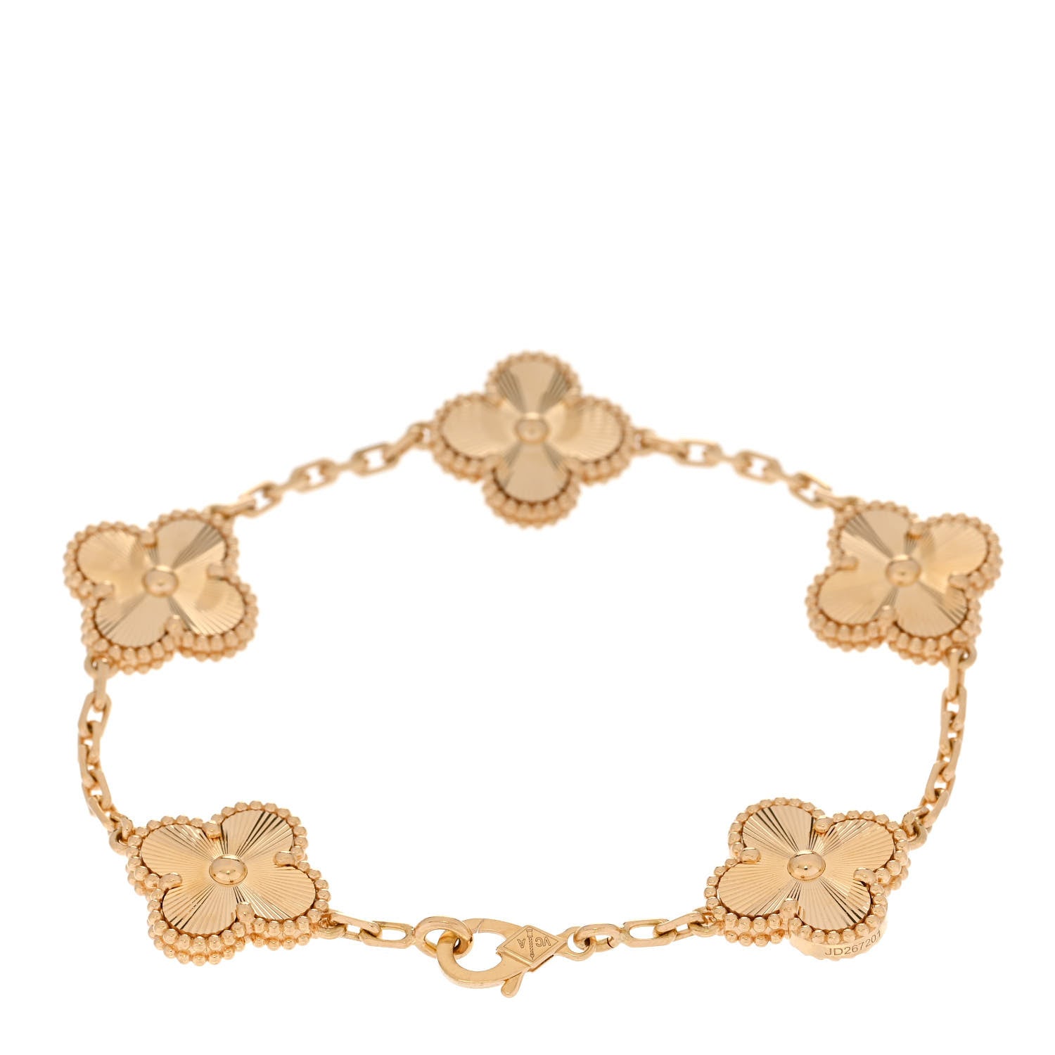 Van Cleef & Arpels 18K Yellow Gold 5 Motifs Guilloche Vintage Alhambra Bracelet 2 of 4