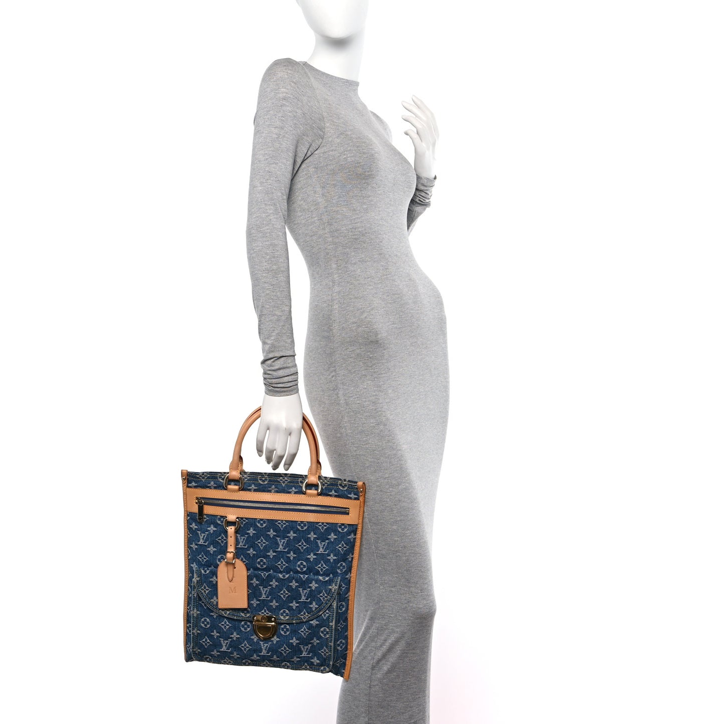 Monogram Denim Sac Plat Blue