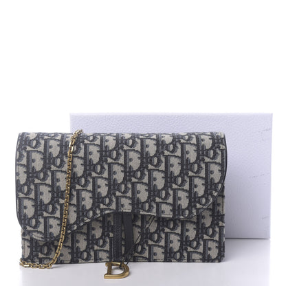 Christian Dior Oblique Saddle Chain Pouch Blue 10 of 10