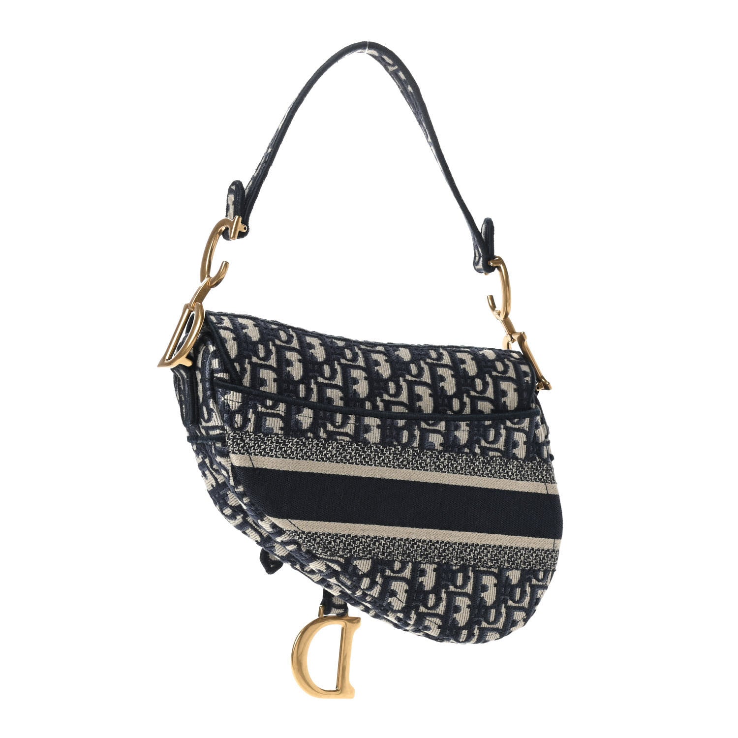 Christian Dior Oblique Embroidered Saddle Bag Blue 2 of 8