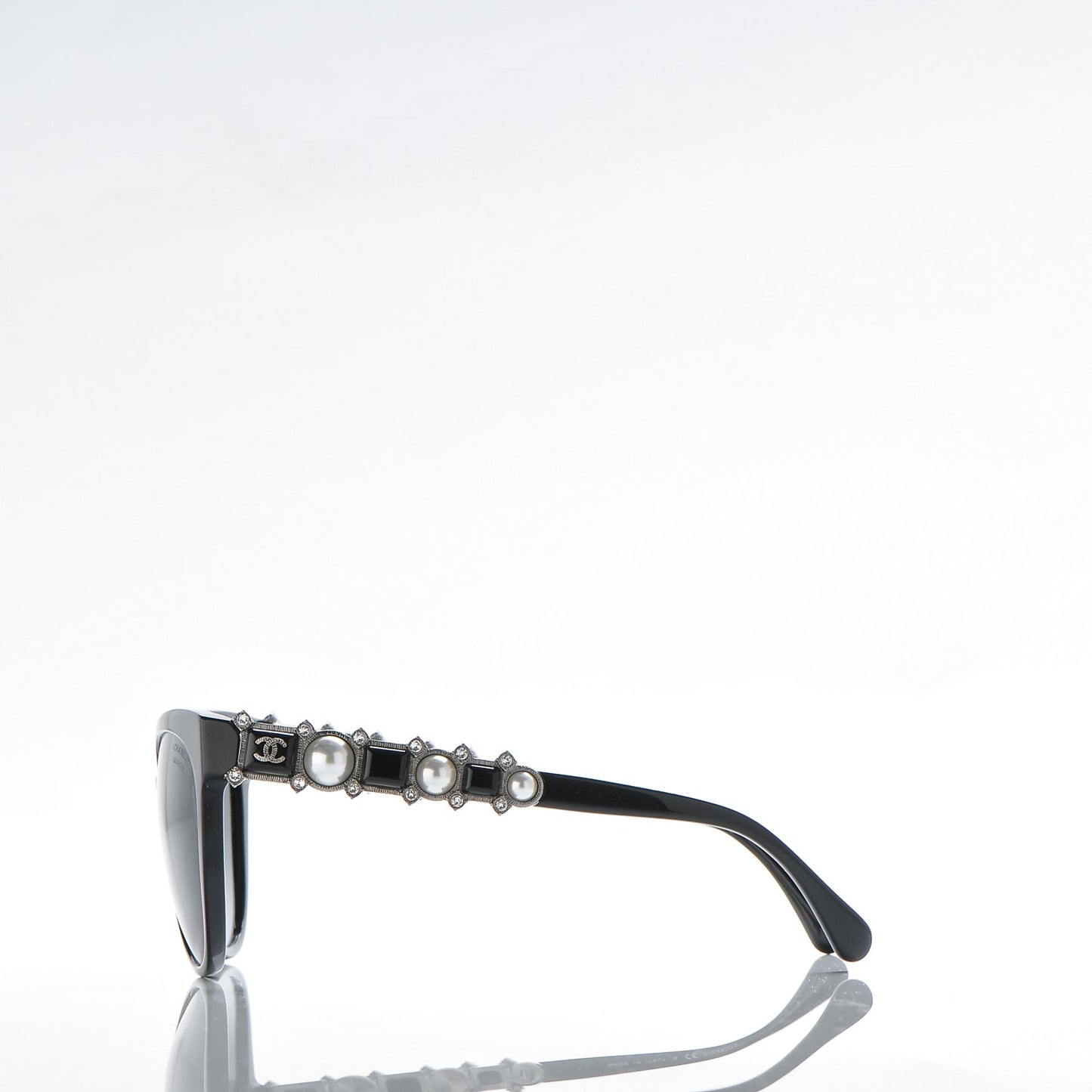 Crystal Pearl Cat Eye Sunglasses 5336-H-B Black